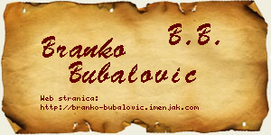 Branko Bubalović vizit kartica